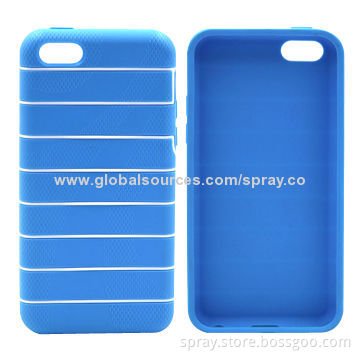 Dual Injection Protective TPU Backcases for iPhone 5/5S, Blue TPU Skin with White PC Lines